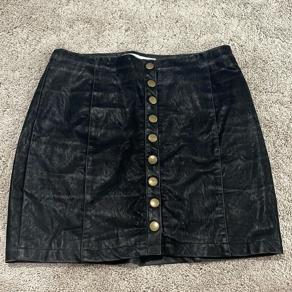 Shimmer black button down skirt